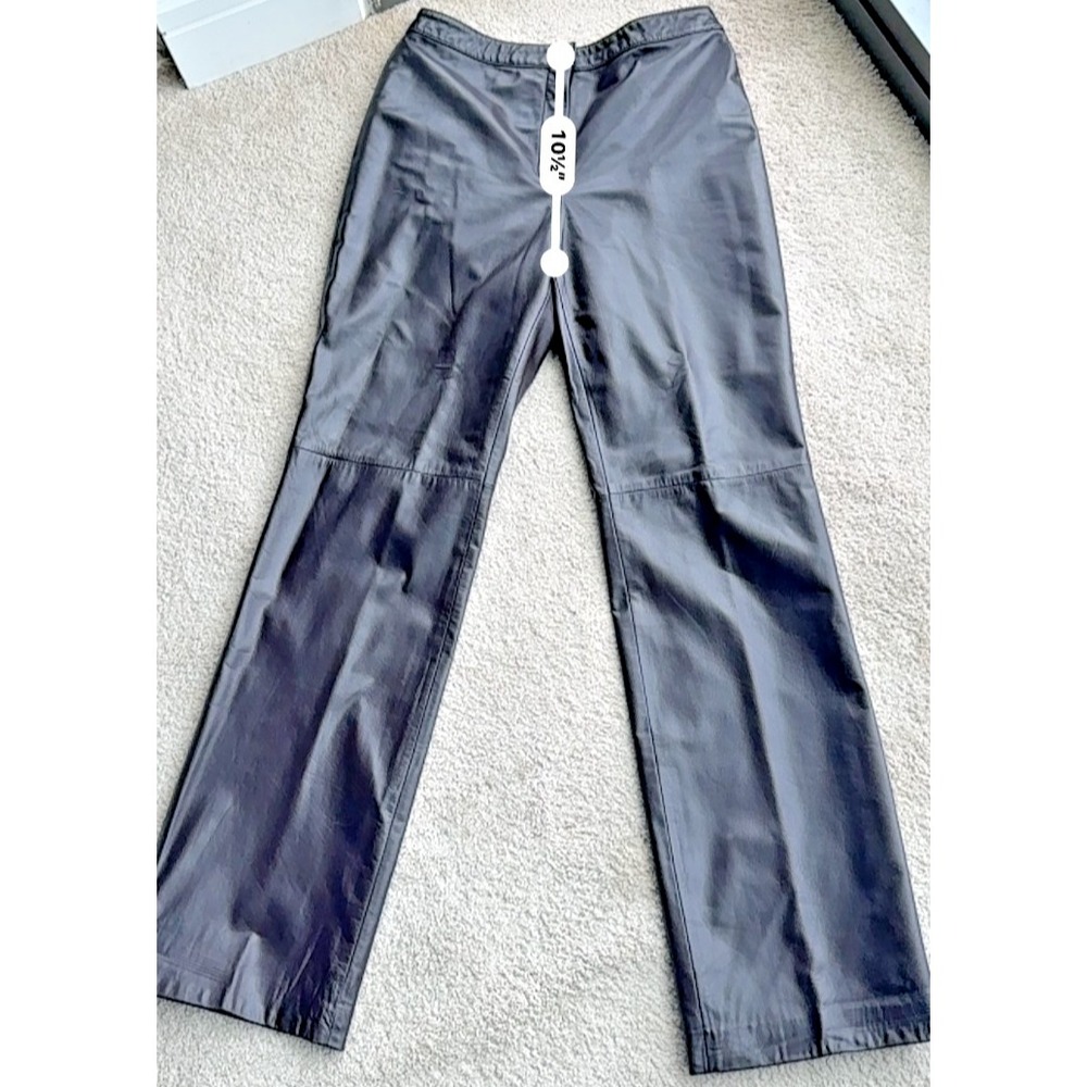 Vintage Y2K Brown Leather Pants Womens 6 Straight Leg Minimalist Fall - Picture 7 of 11